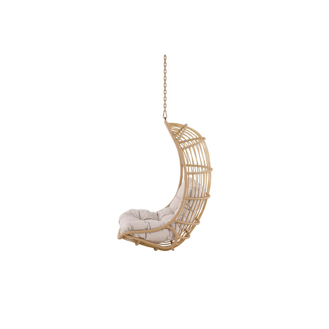 Hängestuhl Pulau Natur/Beige – Schaukel-Hängesessel 80×70 cm aus Rattan mit Kissen