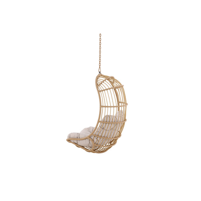 Hängestuhl Pulau Natur/Beige – Schaukel-Hängesessel 80×70 cm aus Rattan mit Kissen