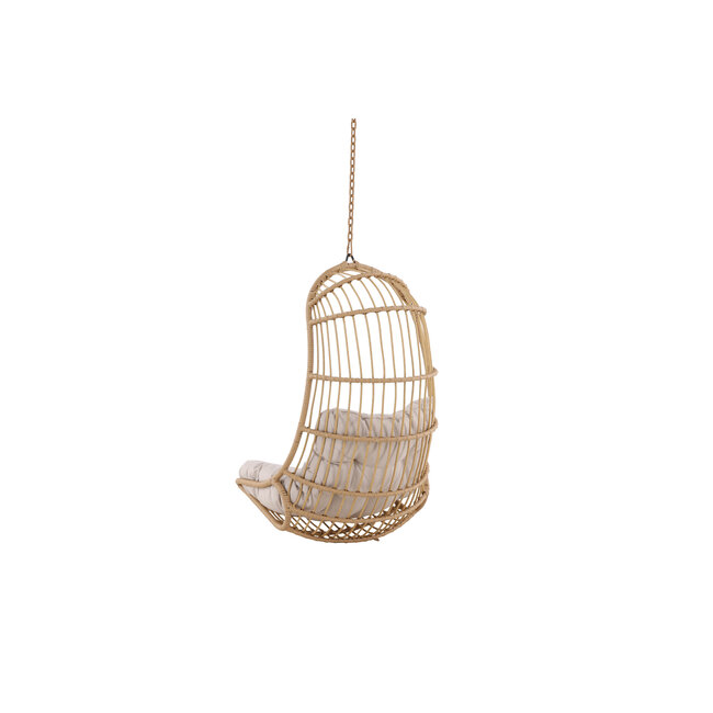 Hängestuhl Pulau Natur/Beige – Schaukel-Hängesessel 80×70 cm aus Rattan mit Kissen