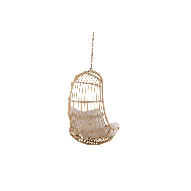 Hängestuhl Pulau Natur/Beige – Schaukel-Hängesessel 80×70 cm aus Rattan mit Kissen