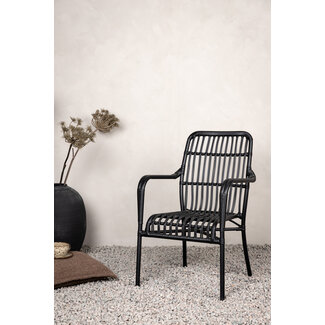 Venture Home Gartensessel Rizal Schwarz – Leichter Lounge-Sessel 57×64×90 cm aus Aluminium & Kunstrotting