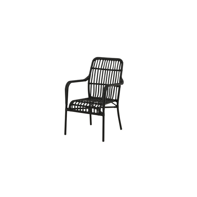 Gartensessel Rizal Schwarz – Leichter Lounge-Sessel 57×64×90 cm aus Aluminium und Kunstrotting