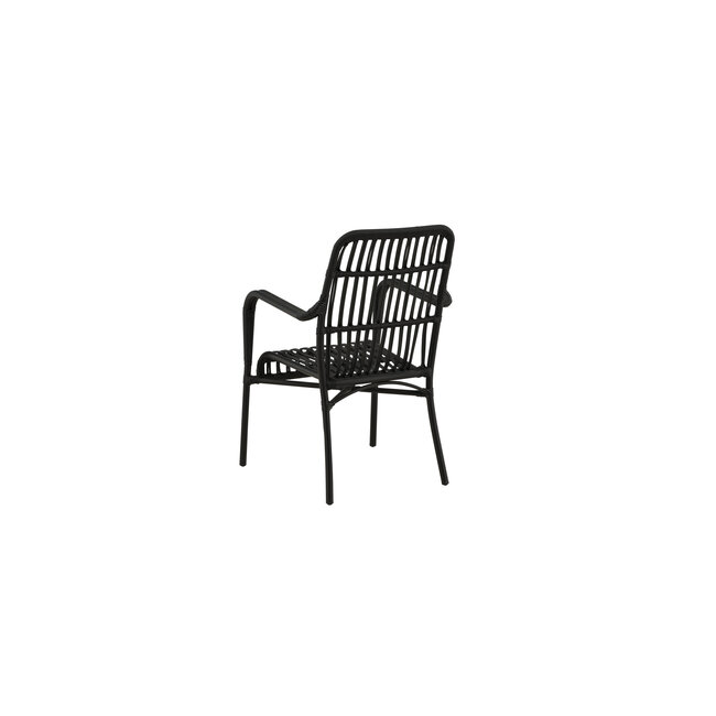 Gartensessel Rizal Schwarz – Leichter Lounge-Sessel 57×64×90 cm aus Aluminium und Kunstrotting