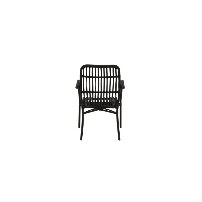 Gartensessel Rizal Schwarz – Leichter Lounge-Sessel 57×64×90 cm aus Aluminium und Kunstrotting