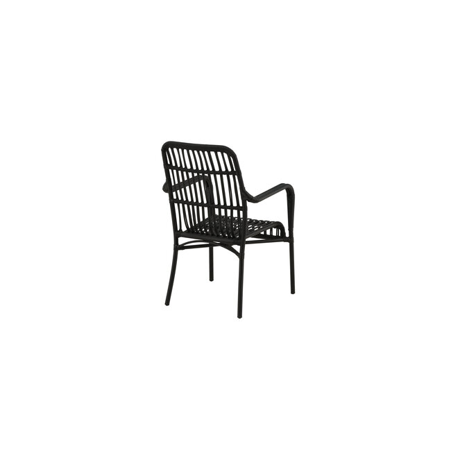 Gartensessel Rizal Schwarz – Leichter Lounge-Sessel 57×64×90 cm aus Aluminium und Kunstrotting