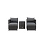 Lounge-Set Quad Schwarz – 5-tlg. Garten-Sitzgruppe aus Kunstrotting mit Sessel, Hocker und Tisch
