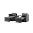 Lounge-Set Quad Schwarz – 5-tlg. Garten-Sitzgruppe aus Kunstrotting mit Sessel, Hocker und Tisch