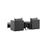Lounge-Set Quad Schwarz – 5-tlg. Garten-Sitzgruppe aus Kunstrotting mit Sessel, Hocker und Tisch