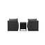 Lounge-Set Quad Schwarz – 5-tlg. Garten-Sitzgruppe aus Kunstrotting mit Sessel, Hocker und Tisch