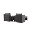 Lounge-Set Quad Schwarz – 5-tlg. Garten-Sitzgruppe aus Kunstrotting mit Sessel, Hocker und Tisch