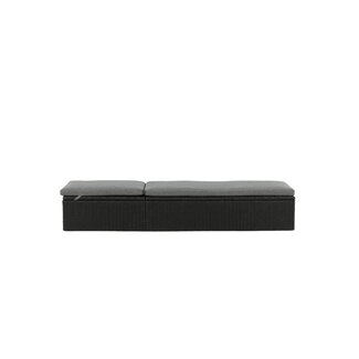 Venture Home Gartenliege Quad Schwarz – Sonnenliege 198 cm aus Kunstrotting mit verstellbarer Rückenlehne & Auflage