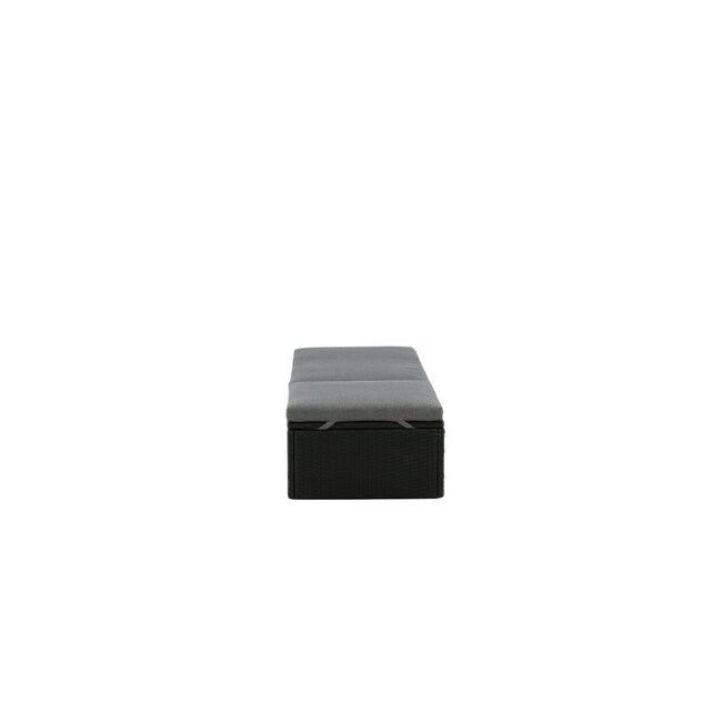 Gartenliege Quad Schwarz – Sonnenliege 198 cm aus Kunstrotting mit verstellbarer Rückenlehne und Auflage