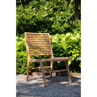 Venture Home Lounge-Sessel Ribbon Teak Natur – Massiver Teakholz-Relaxstuhl mit Rippendesign für Garten & Pool