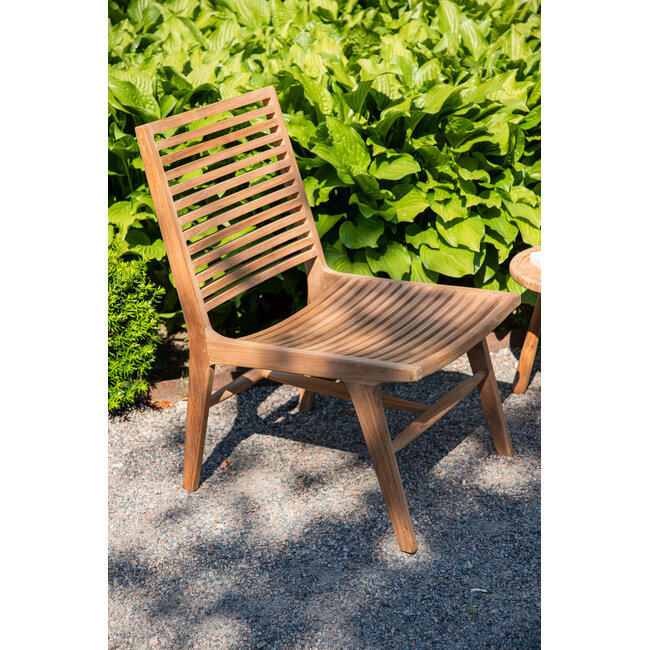 Lounge-Sessel Ribbon Teak Natur – Massiver Teakholz-Relaxstuhl mit Rippendesign für Garten und Pool