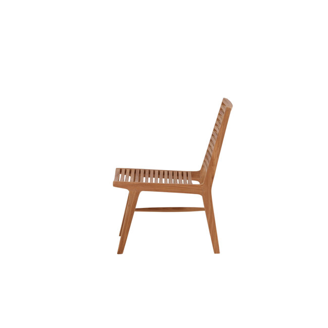 Lounge-Sessel Ribbon Teak Natur – Massiver Teakholz-Relaxstuhl mit Rippendesign für Garten und Pool
