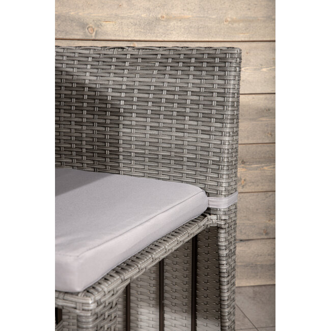 Café-Set Savanna Grau – 3-tlg. Balkon-Bistroset mit 2 Stühlen und Glastisch aus Kunstrotting
