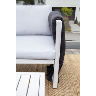 Venture Home Lounge-Set Salvador Weiß – Modulares 5-tlg. Sofa-Set mit Ottomane & Couchtisch, inkl. graue Kissen