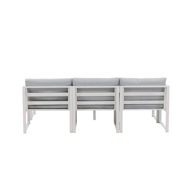 Lounge-Set Salvador Weiß – Modulares 5-tlg. Sofa-Set mit Ottomane und Couchtisch, inkl. graue Kissen