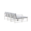 Lounge-Set Salvador Weiß – Modulares 5-tlg. Sofa-Set mit Ottomane und Couchtisch, inkl. graue Kissen