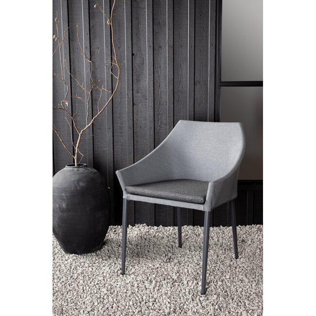 Gartenstuhl Spoga Grau – Bequemer Outdoor-Stuhl aus Aluminium, Kunstfaser und Schaumstoff, 60 × 62 × 81 cm, wetterfest