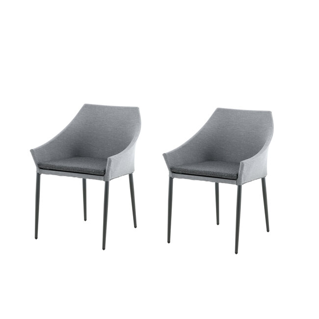 Gartenstuhl Spoga Grau – Bequemer Outdoor-Stuhl aus Aluminium, Kunstfaser und Schaumstoff, 60 × 62 × 81 cm, wetterfest