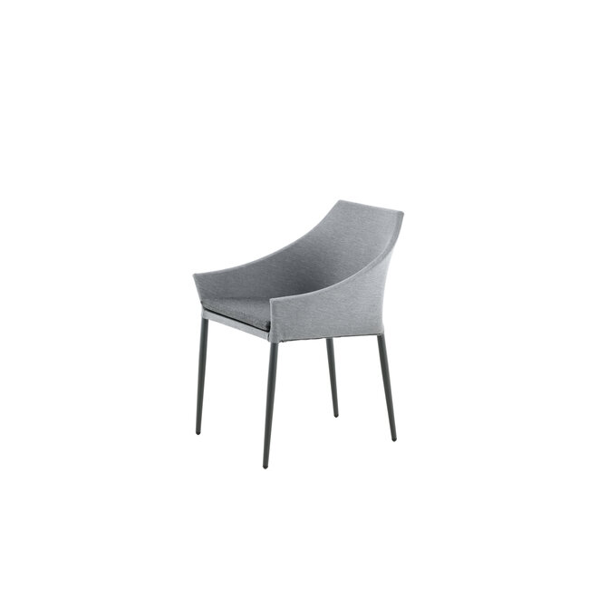 Gartenstuhl Spoga Grau – Bequemer Outdoor-Stuhl aus Aluminium, Kunstfaser und Schaumstoff, 60 × 62 × 81 cm, wetterfest