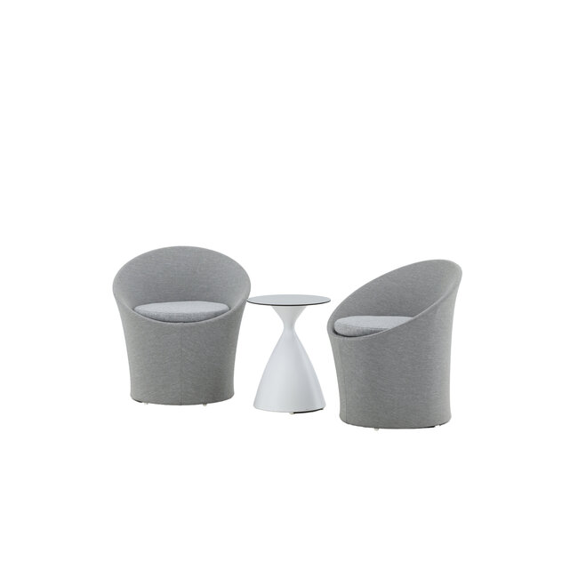 Lounge-Set Spoga Grau – Aluminium Sofagarnitur mit Couchtisch (H 52 cm), Stuhlmaße 67 × 58 × 73 cm, wetterfest