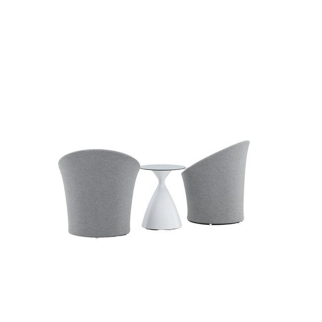 Lounge-Set Spoga Grau – Aluminium Sofagarnitur mit Couchtisch (H 52 cm), Stuhlmaße 67 × 58 × 73 cm, wetterfest