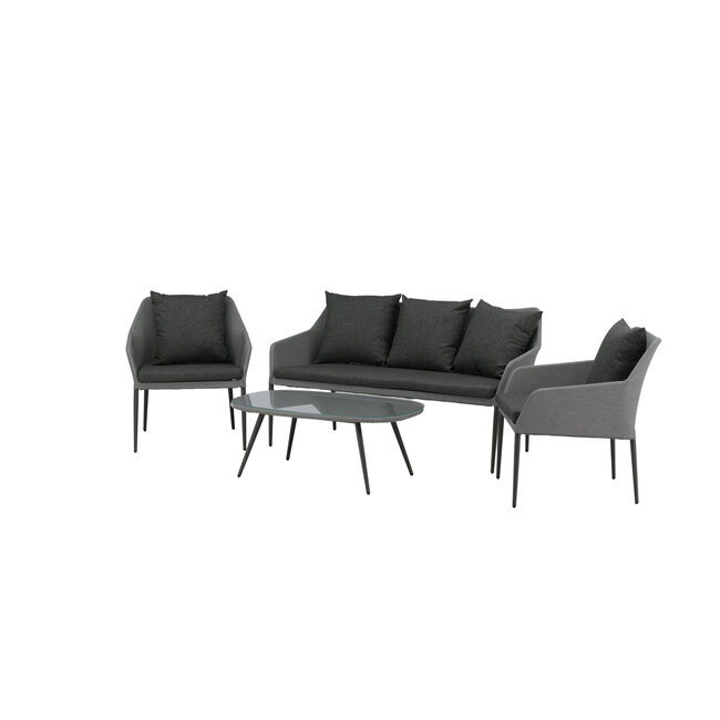 Lounge-Set Spoga Schwarz – Elegantes Garten-Lounge-Set aus Aluminium, 150 × 76 × 82 cm, wetterfest und modern