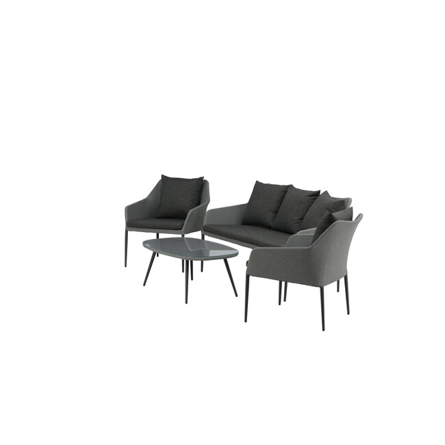 Lounge-Set Spoga Schwarz – Elegantes Garten-Lounge-Set aus Aluminium, 150 × 76 × 82 cm, wetterfest und modern
