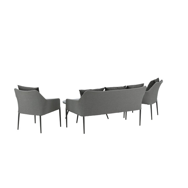 Lounge-Set Spoga Schwarz – Elegantes Garten-Lounge-Set aus Aluminium, 150 × 76 × 82 cm, wetterfest und modern
