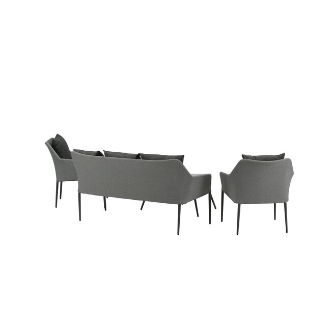 Lounge-Set Spoga Schwarz – Elegantes Garten-Lounge-Set aus Aluminium, 150 × 76 × 82 cm, wetterfest und modern