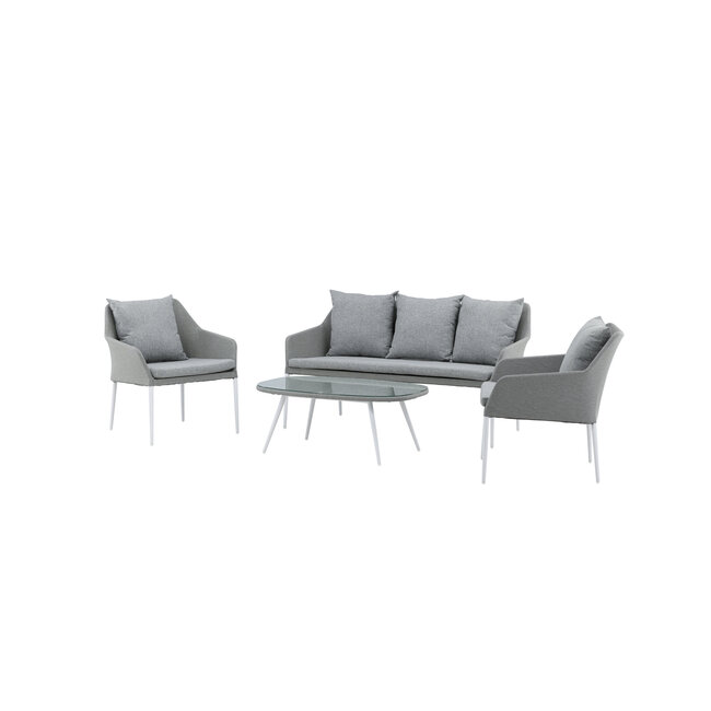 Lounge-Set Spoga Grau – Modernes Garten-Lounge-Set aus Polyester, Aluminium und Kunstfaser, 150 × 76 × 82 cm, wetterfest