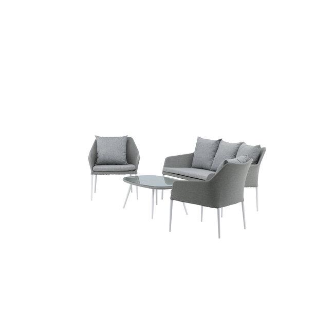 Lounge-Set Spoga Grau – Modernes Garten-Lounge-Set aus Polyester, Aluminium und Kunstfaser, 150 × 76 × 82 cm, wetterfest