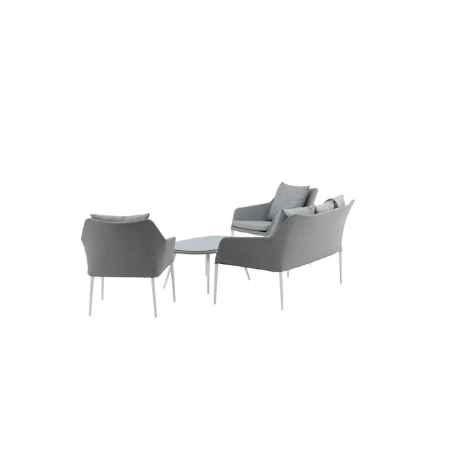 Lounge-Set Spoga Grau – Modernes Garten-Lounge-Set aus Polyester, Aluminium und Kunstfaser, 150 × 76 × 82 cm, wetterfest