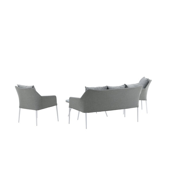 Lounge-Set Spoga Grau – Modernes Garten-Lounge-Set aus Polyester, Aluminium und Kunstfaser, 150 × 76 × 82 cm, wetterfest