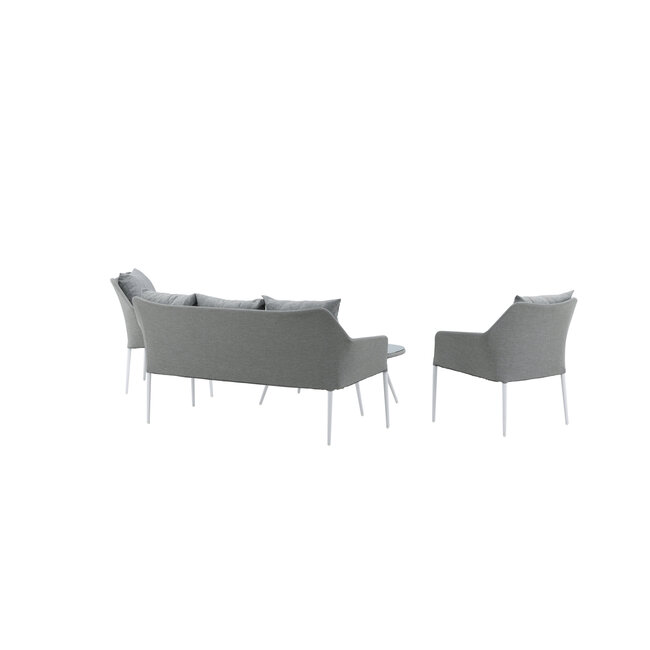 Lounge-Set Spoga Grau – Modernes Garten-Lounge-Set aus Polyester, Aluminium und Kunstfaser, 150 × 76 × 82 cm, wetterfest