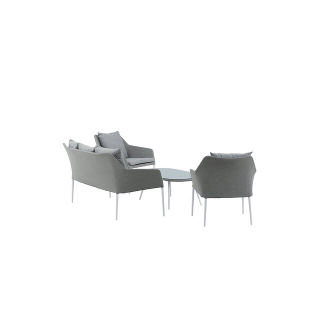 Lounge-Set Spoga Grau – Modernes Garten-Lounge-Set aus Polyester, Aluminium und Kunstfaser, 150 × 76 × 82 cm, wetterfest