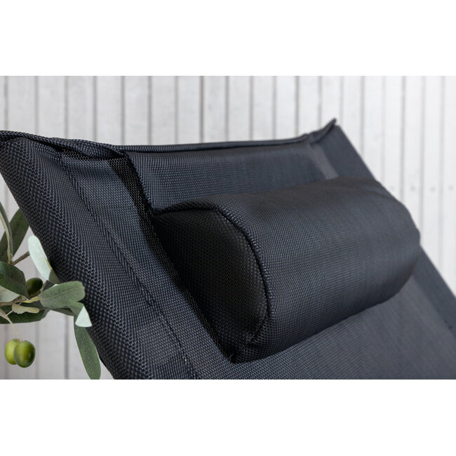 2er Set Gartenliege Seville Schwarz – Komfortabler Liegestuhl aus Stahl, PVC und Polyester, 60 × 84 × 89 cm, wetterfest