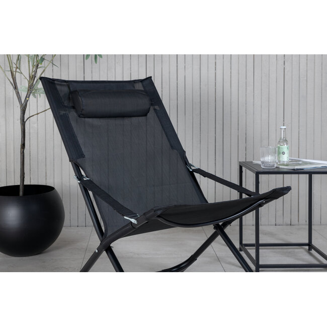 2er Set Gartenliege Seville Schwarz – Komfortabler Liegestuhl aus Stahl, PVC und Polyester, 60 × 84 × 89 cm, wetterfest