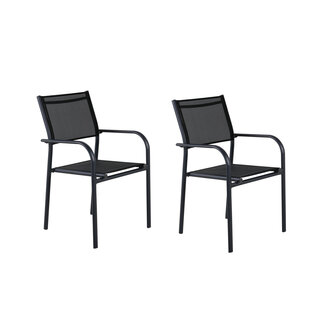 Venture Home Gartenstuhl Santorini Schwarz – Textilene & Aluminium Outdoor-Stuhl