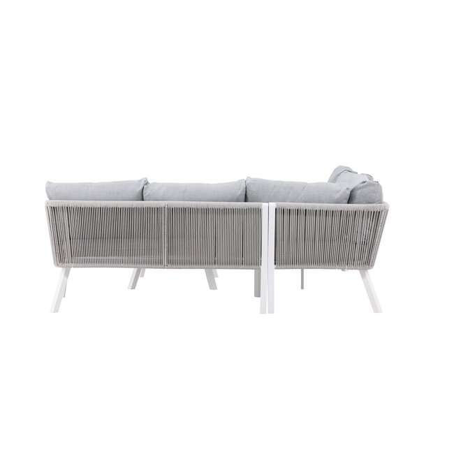 Lounge-Set Virya Grau – Elegantes Outdoor-Lounge-Set aus Aluminium mit Glas-Couchtisch, Sofatiefe 65 cm, Sitzhöhe 71,5 cm
