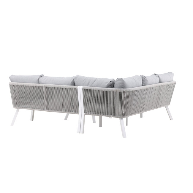 Lounge-Set Virya Grau – Elegantes Outdoor-Lounge-Set aus Aluminium mit Glas-Couchtisch, Sofatiefe 65 cm, Sitzhöhe 71,5 cm