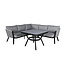 Lounge-Set Virya Grau – Modernes Garten-Lounge-Set aus Polyester-Seilgeflecht, Aluminium und Glas, 206 × 143 × 65 cm, wetterfest