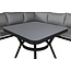 Lounge-Set Virya Grau – Modernes Garten-Lounge-Set aus Polyester-Seilgeflecht, Aluminium und Glas, 206 × 143 × 65 cm, wetterfest
