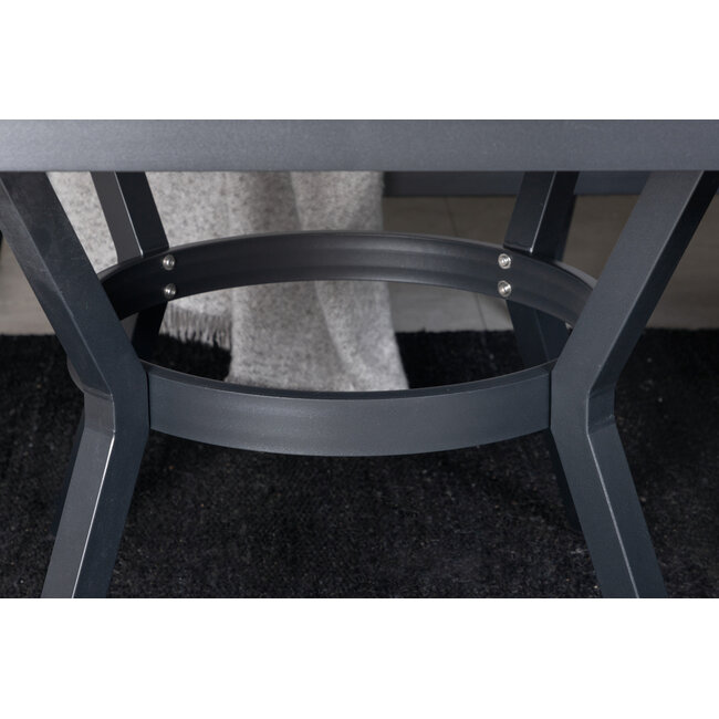 Lounge-Set Virya Grau – Modernes Garten-Lounge-Set aus Polyester-Seilgeflecht, Aluminium und Glas, 206 × 143 × 65 cm, wetterfest