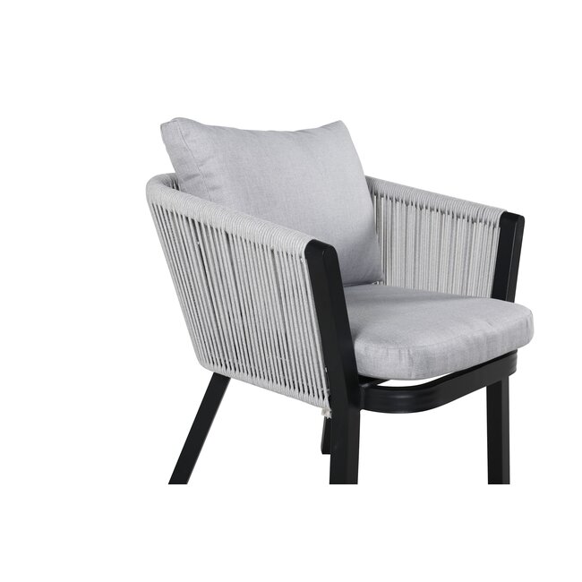 Gartenstuhl Virya Schwarz – Komfortabler Gartenstuhl aus Polyester und Aluminium, 60 × 63 × 73 cm, wetterfest