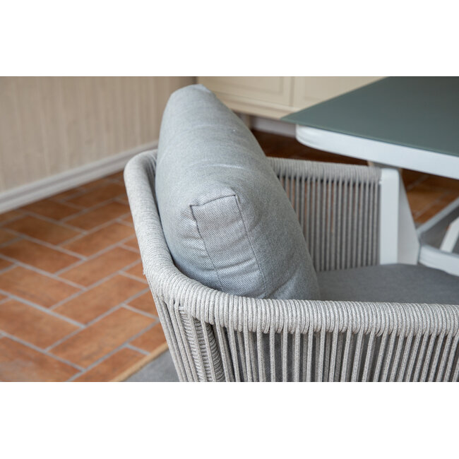 2er Set Gartenstuhl Virya Grau – Bequemer Gartenstuhl aus Seilgeflecht und Aluminium, 60 × 63 × 73 cm, wetterfest