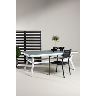 Venture Home Gartentisch Virya Weiß – Mattglas & Aluminium Outdoor-Tisch 200 cm