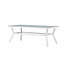 Gartentisch Virya Weiß – Großer Outdoor-Tisch aus Mattglas und weißem Aluminium, 100 × 200 × 74 cm, wetterfest